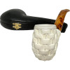 Special Basket Weave Bent Stem Meerschaum Pipe