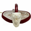 Wolf with Red Bent Stem Meerschaum Pipe