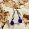 Silver Drop Earrings with Royal Blue Teardrop Charms