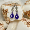 Silver Teardrop Earrings with Deep Purple Charms