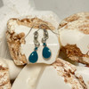 Silver Drop Earrings with Teal Teardrop Charms