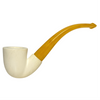 Small Smooth Flat Rim Yellow Stem Meerschaum Pipe