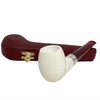 Deluxe Straight Meerschaum Pipe with Sterling Silver Band