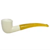 Small Smooth Bent Yellow Stem Meerschaum Pipe