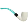 Army Mount Style Smooth Aqua Stem Meerschaum Pipe