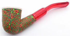 Green, Orange and Red Fimo Meerschaum Pipe