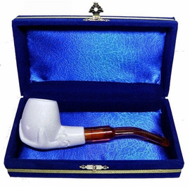 Mini Hand Holding Bowl Meerschaum Pipes with Velvet Chest