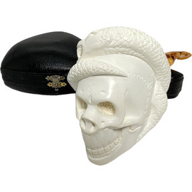 Special Coiled Snake Around Skull Designer Stem Meerschaum Pipe - P416120
