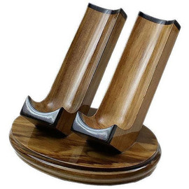 Woodmere 2 Pipe Teak with Ebony Pipe Holder Woodmere 2 Pipe Teak with Ebony Pipe Holder