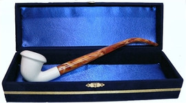 Standard Calabash Smooth Churchwarden Meerschaum Pipes with Velvet Chest