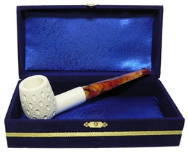 Standard Billiard Lattice Straight Meerschaum Pipes with Velvet Chest Standard Billiard Lattice Straight Meerschaum Pipes with Velvet Chest