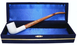 Standard Billiard Smooth Churchwarden Meerschaum Pipes with Velvet Chest