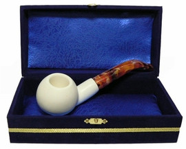 Standard Apple Smooth Bent Meerschaum Pipes with Velvet Chest