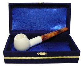 Standard Apple Smooth Straight Meerschaum Pipes with Velvet Chest