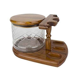 Woodmere 3 Pipe Teak Pipe Rack with Tobacco Jar Woodmere 3 Pipe Teak Pipe Rack with Tobacco Jar