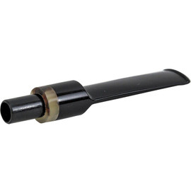Black Marbled Band Briar Pipe Saddle Stem - Straight