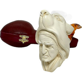 Special Indian Wolf Double Head Meerschaum Pipe