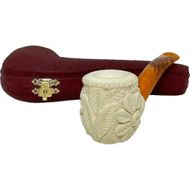 Embossed Floral Lattice Rim Meerschaum Pipe
