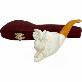 Owl on Smooth Bowl Meerschaum Pipe