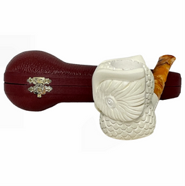 Deluxe Sideways Owl Straight Stem Meerschaum Pipe