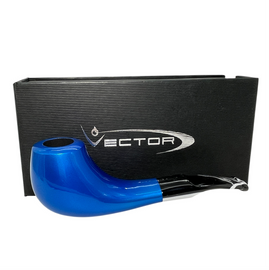 Blue Lacquer Oval Shank Vector Briar Pipe - Bent