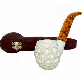 Lattice Teardrop Bent Stem Meerschaum Pipe