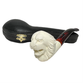 Snarling Tiger Dark Stem Meerschaum Pipe