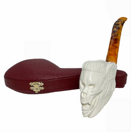Skull with Mane Meerschaum Pipe