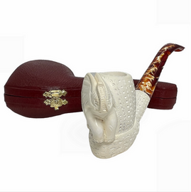 Elephant on Lattice Bowl Meerschaum Pipe