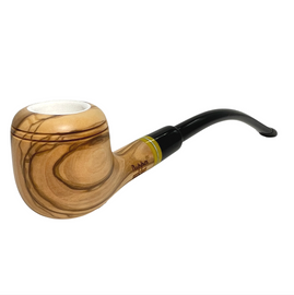 2 Rings Meerschaum Lined Olive Wood Churchwarden Pipe
