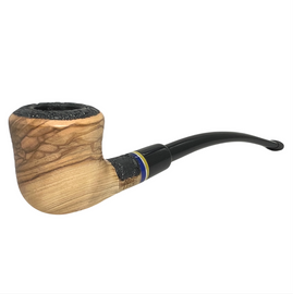 Rusticated Rim 9mm Olive Wood Churchwarden Pipe