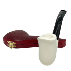 Smooth Black Bent Stem Meerschaum Pipe