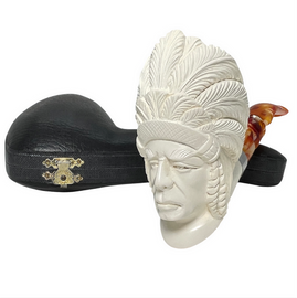 Deluxe Indian with Silver Band Meerschaum Pipe