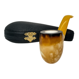 Calcined Smooth Rustic Touch Meerschaum Pipe Set