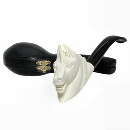 Horse Head Black Stem Meerschaum Pipe