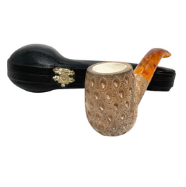 Pre-Colored Squat Oval 3D Lattice Meerschaum Pipe