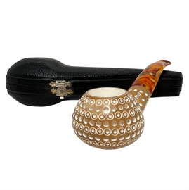 Pre-Colored Squat Oval 3D Lattice Meerschaum Pipe