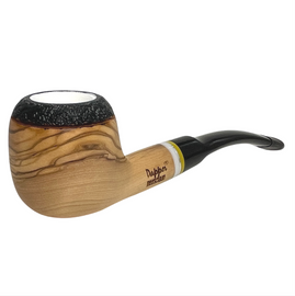 Meerschaum Lined Rustic Rim Olive Wood Pipe