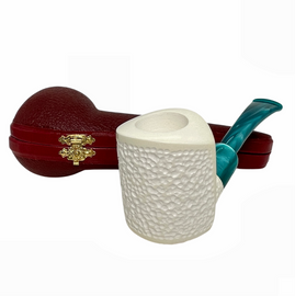 Rusticated Military Bit Meerschaum Pipe with Acrylic Stem