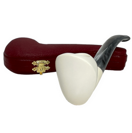 Smooth Freehand Meerschaum Pipe with Marbled Silver Stem
