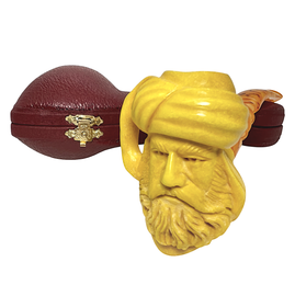 Pre-colored Man in Turban Portrait Meerschaum Pipe