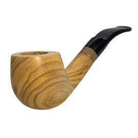 Glossy 9mm Saddle Stem Italian Olive Wood Pipe