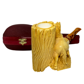Pre-colored Horse Standing on Shank Meerschaum Pipe