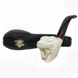 Tiger Meerschaum Pipe with Dark Bent Stem