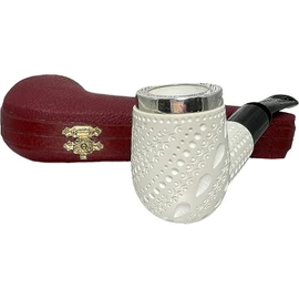 Deluxe Lattice Meerschaum Pipe with Sterling Silver Rim