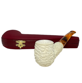 Designer Hand-Carved Rusticated Meerschaum Pipe