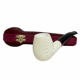 Designer Lattice Meerschaum Pipe with Purple Band