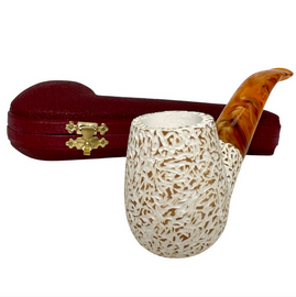 Deluxe 9mm Rusticated Brandy Meerschaum Pipe