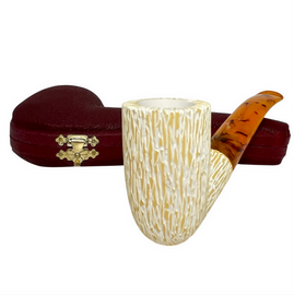 Deluxe 9mm Tree Bark Tall Billiard Meerschaum Pipe