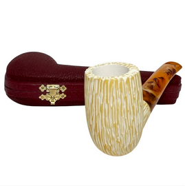 Deluxe 9mm Tree Bark Stack Meerschaum Pipe